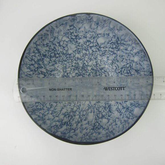 Antique Graniteware Mixing Bowl Blue Swirl 8" Enamelware Bowl Mottled Blue White - Picture 13 of 14